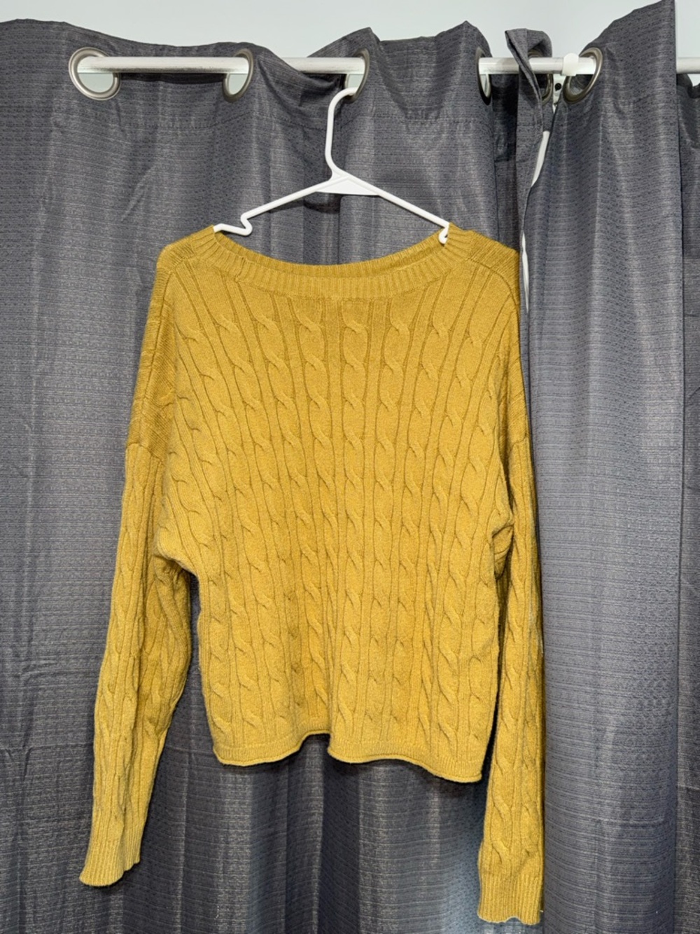 Calvin Klein Jeans Mustard Cable-Knit Scoop Neck Sweater